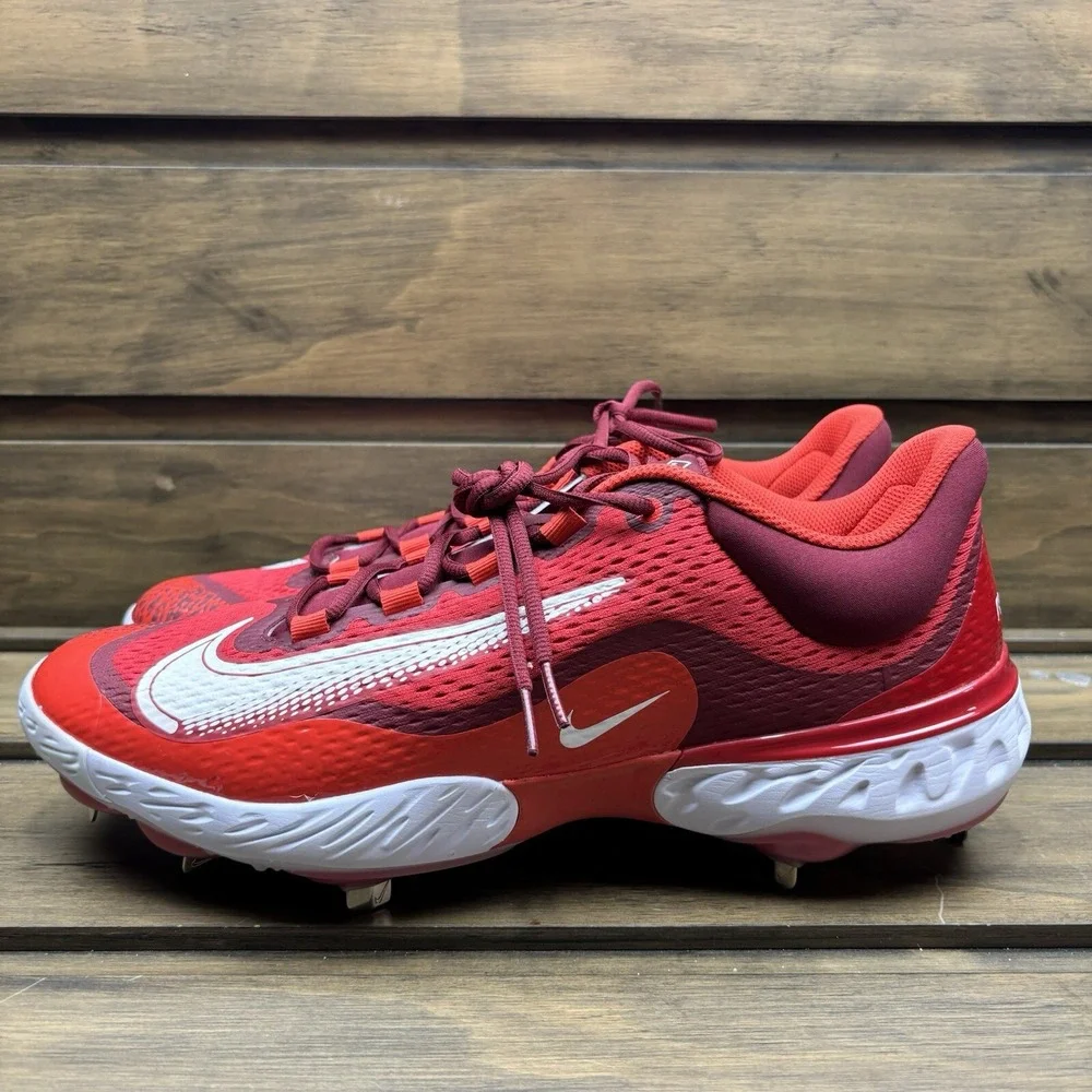 New Nike Alpha Huarache Elite 4 Low Red Baseball Cleats DJ6521-616 Men's Size 15